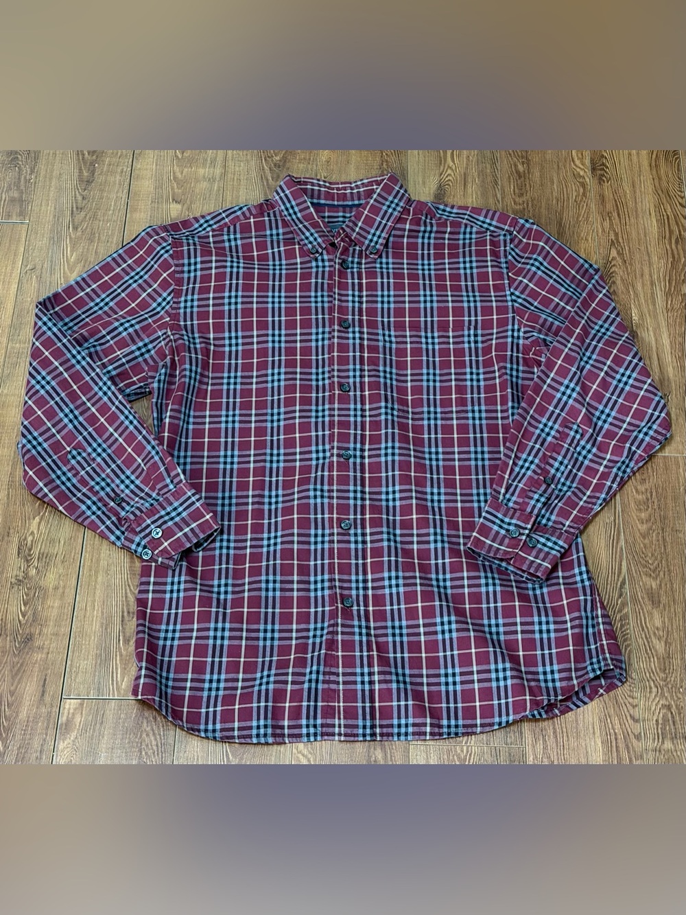 Men's Covington Easy Care Button-Down Long Sleeve Plaid Shirt - Size Medium